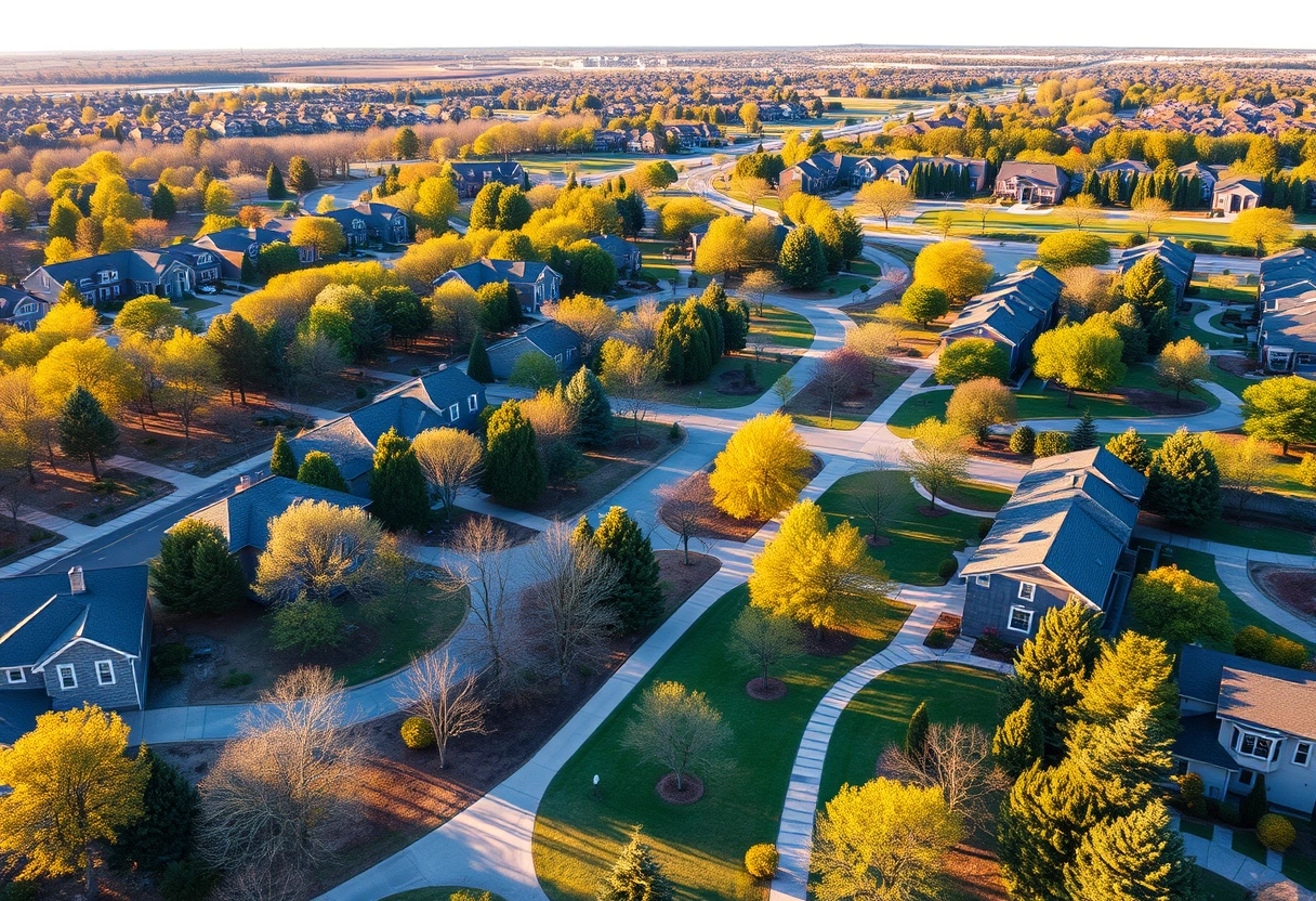 Aerial view of Aurelia Homes community